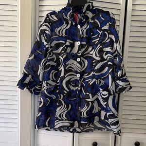 Stylish Black and Blue Patterned Women's Cape